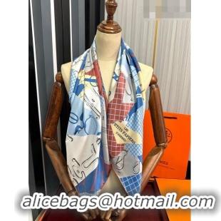 Super Quality Hermes Block Silk Sqaure Scarf 90x90cm HS09192 Blue 2023