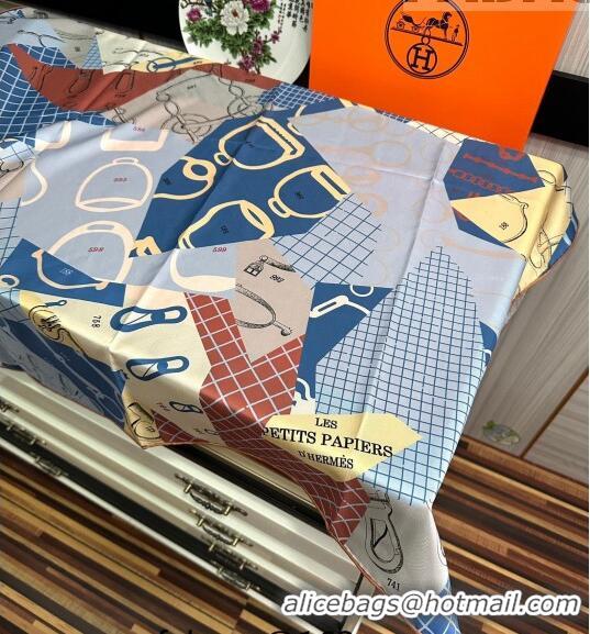 Super Quality Hermes Block Silk Sqaure Scarf 90x90cm HS09192 Blue 2023