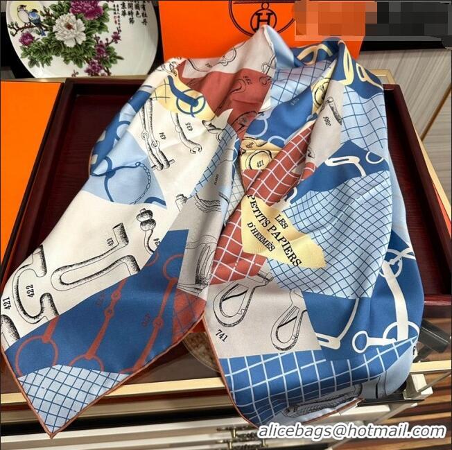 Super Quality Hermes Block Silk Sqaure Scarf 90x90cm HS09192 Blue 2023