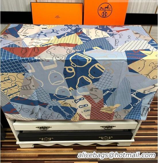 Super Quality Hermes Block Silk Sqaure Scarf 90x90cm HS09192 Blue 2023