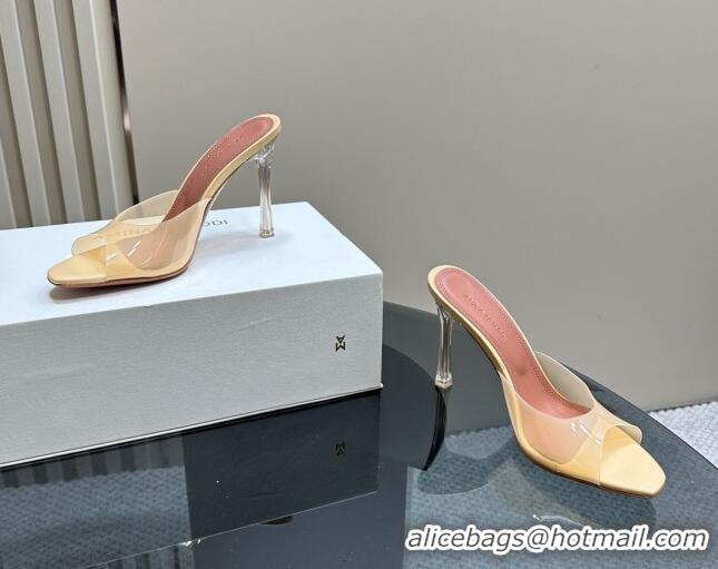 Best Grade Amina Muaddi Alexa Glass Slide Sandals 10.5cm in PVC Yellow 091172