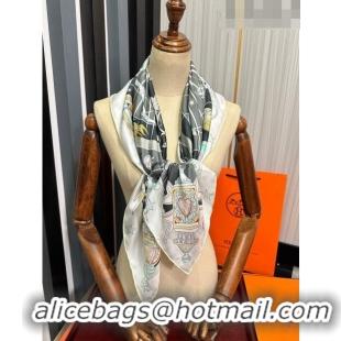 Super Quality Hermes Star Silk Sqaure Scarf 90x90cm HS09193 Grey 2023