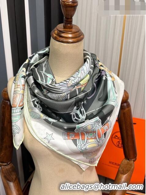 Super Quality Hermes Star Silk Sqaure Scarf 90x90cm HS09193 Grey 2023