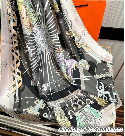 Super Quality Hermes Star Silk Sqaure Scarf 90x90cm HS09193 Grey 2023