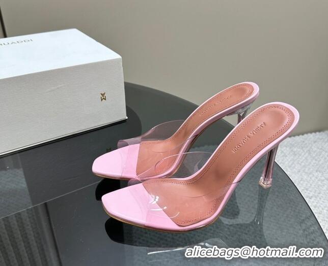 Top Grade Amina Muaddi Alexa Glass Slide Sandals 10.5cm in PVC Light Pink 091173