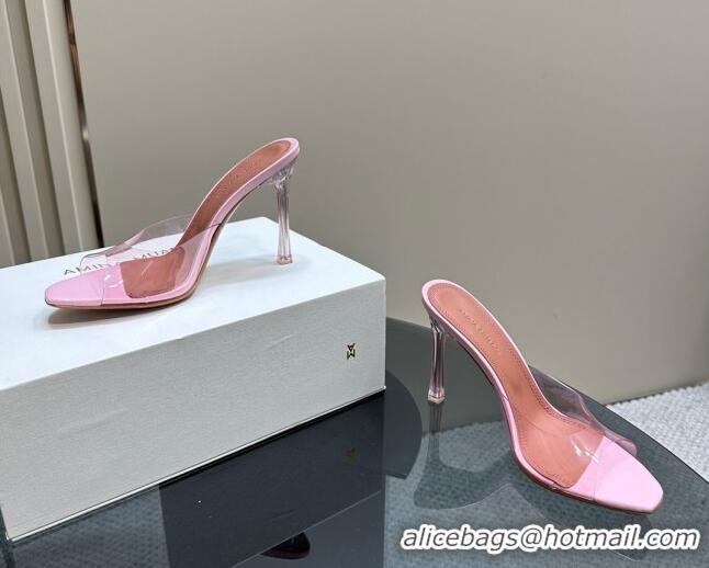 Top Grade Amina Muaddi Alexa Glass Slide Sandals 10.5cm in PVC Light Pink 091173