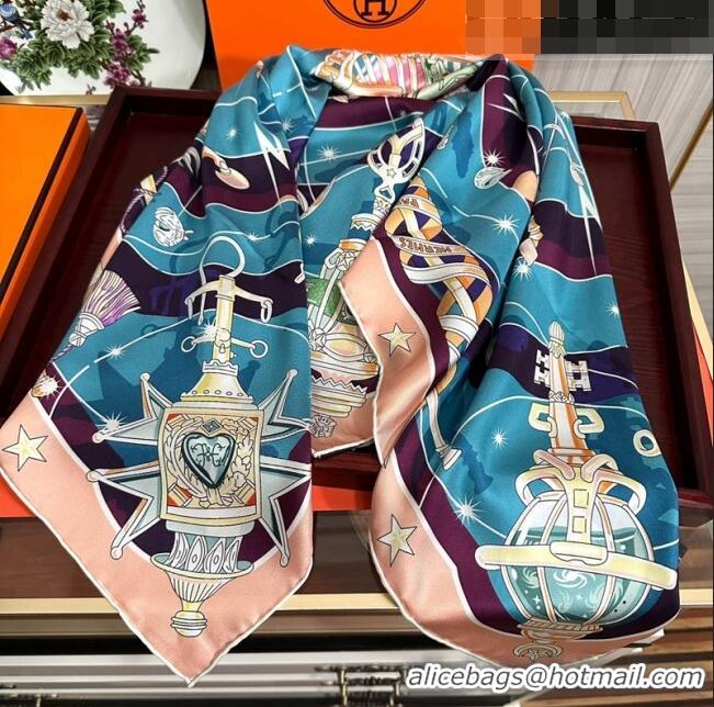 Luxury Discount Hermes Star Silk Sqaure Scarf 90x90cm HS09193 Blue 2023