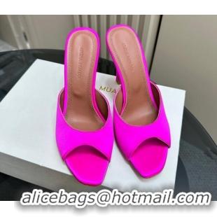 Shop Duplicate Amina Muaddi Alexa Glass Slide Sandals 10.5cm in Satin Dark Pink 091174