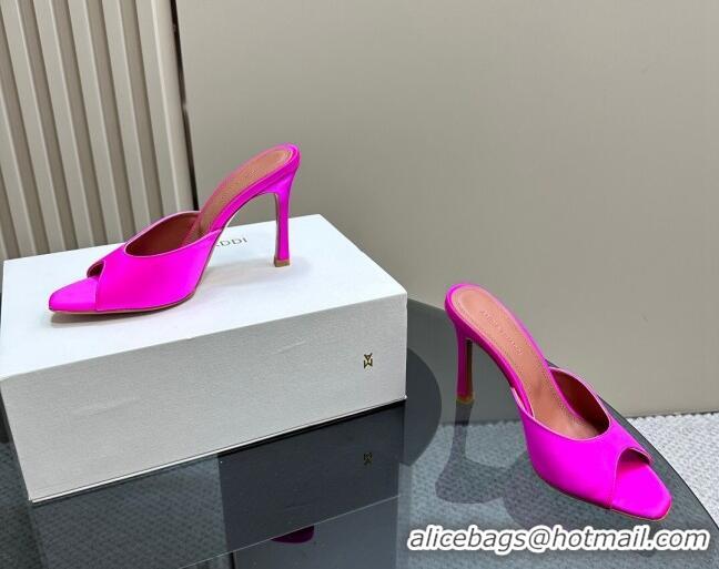 Shop Duplicate Amina Muaddi Alexa Glass Slide Sandals 10.5cm in Satin Dark Pink 091174