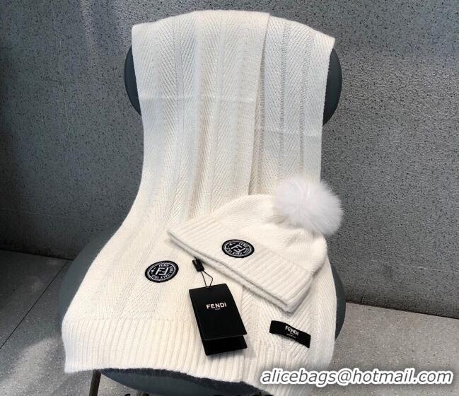 Trendy Design Fendi Knit Hat and Scarf Set F0919 White 2023