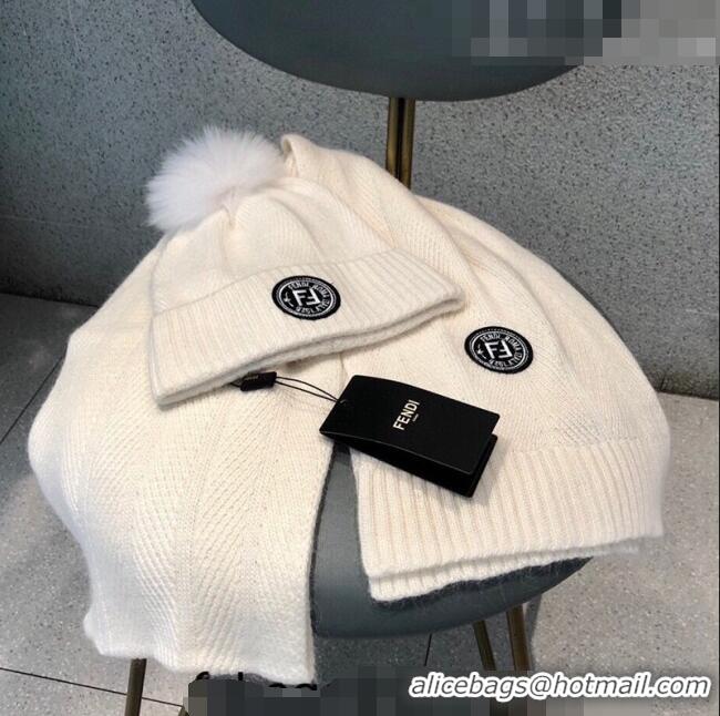 Trendy Design Fendi Knit Hat and Scarf Set F0919 White 2023