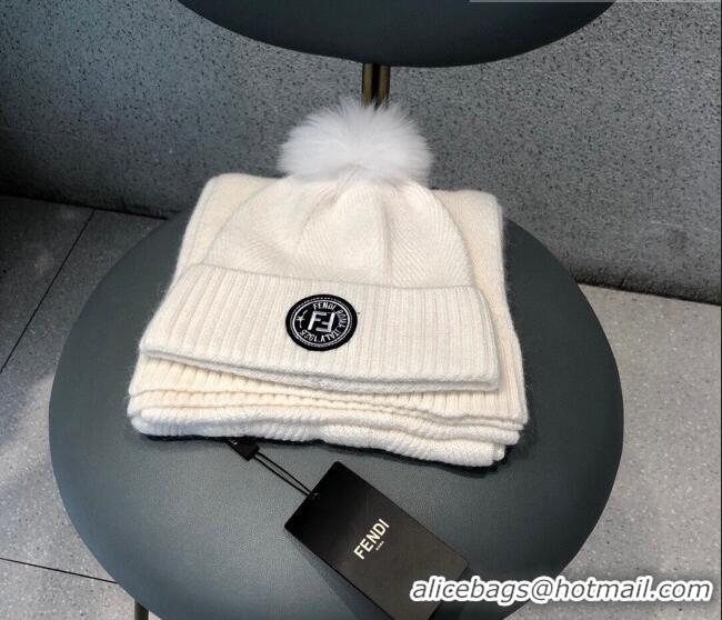 Trendy Design Fendi Knit Hat and Scarf Set F0919 White 2023