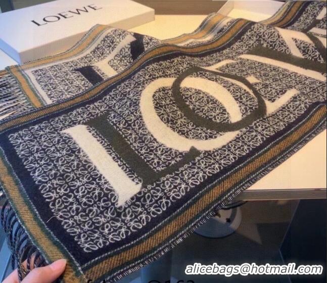 Best Quality Loewe Wool Long Scarf 30x180cm LW09131 Navy Blue 2023