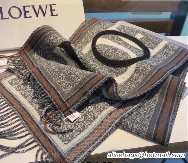 Top Design Loewe Wool Long Scarf 30x180cm LW09131 Grey 2023