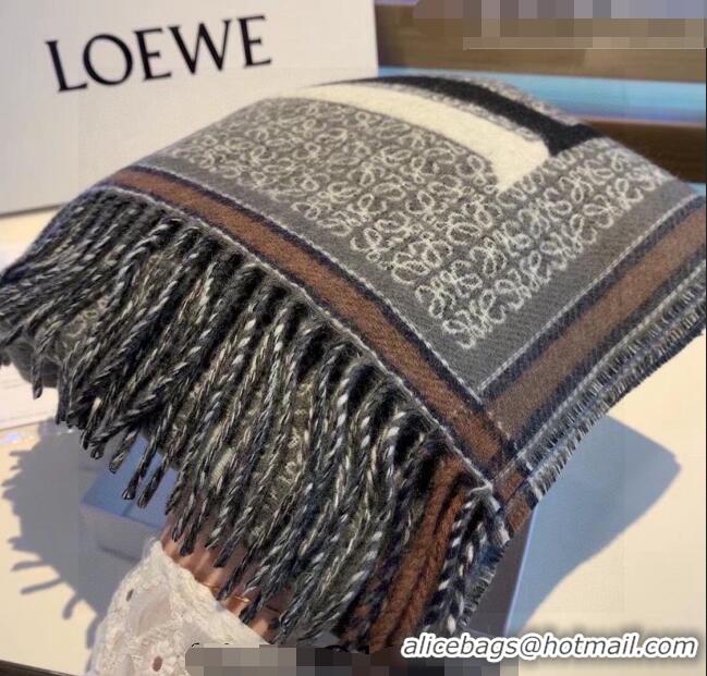 Top Design Loewe Wool Long Scarf 30x180cm LW09131 Grey 2023