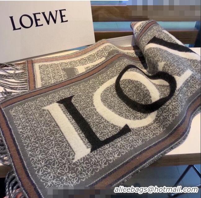 Top Design Loewe Wool Long Scarf 30x180cm LW09131 Grey 2023