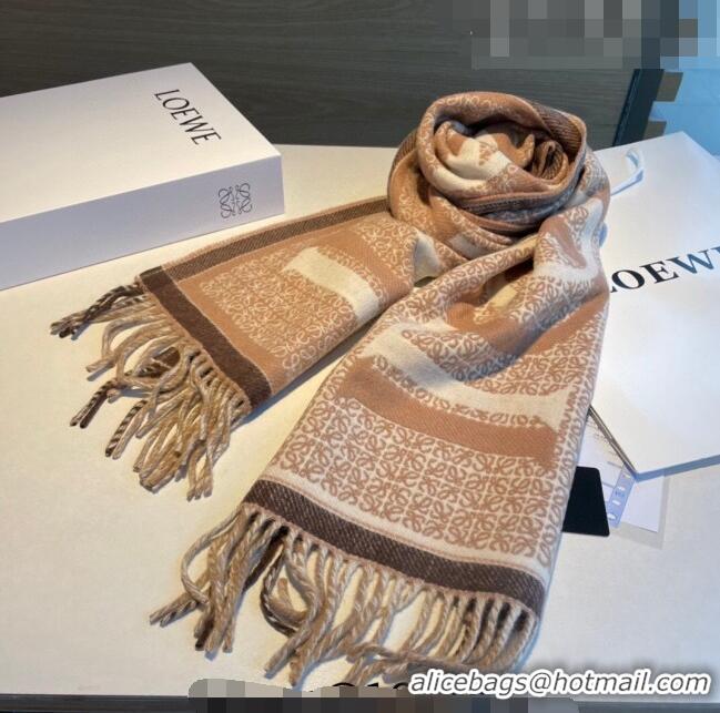 Promotional Loewe Wool Long Scarf 30x180cm LW09131 Camel Brown 2023