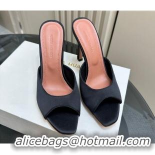 Low Price Amina Muaddi Alexa Glass Slide Sandals 10.5cm in Satin Black 091176