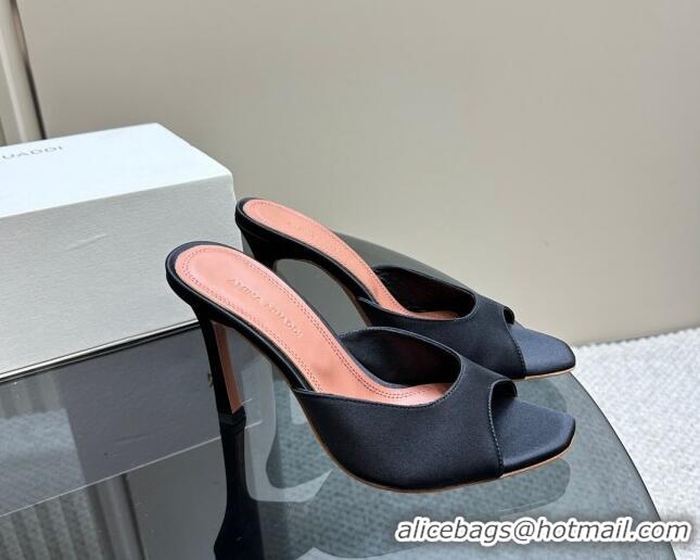 Low Price Amina Muaddi Alexa Glass Slide Sandals 10.5cm in Satin Black 091176