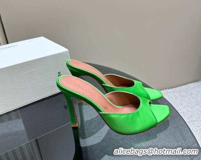 Most Popular Amina Muaddi Alexa Glass Slide Sandals 10.5cm in Satin Green 091177