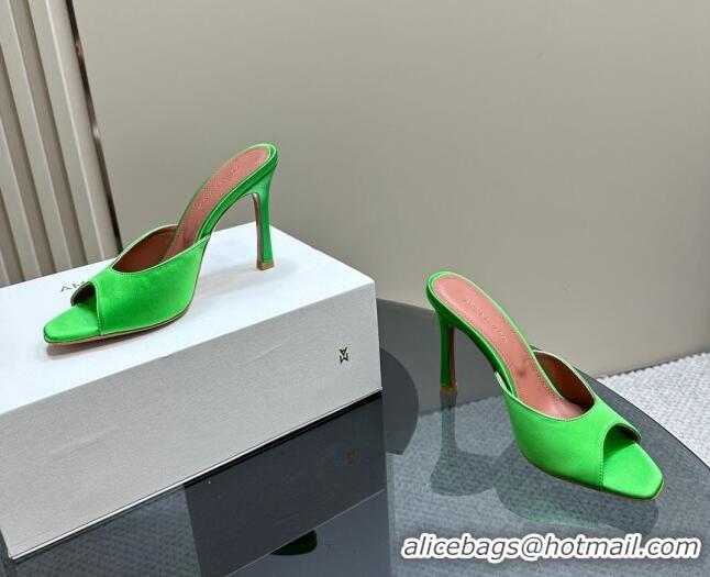 Most Popular Amina Muaddi Alexa Glass Slide Sandals 10.5cm in Satin Green 091177