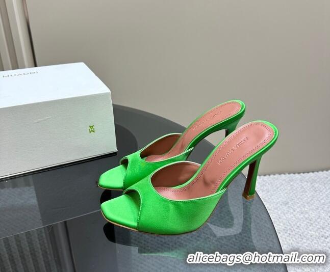 Most Popular Amina Muaddi Alexa Glass Slide Sandals 10.5cm in Satin Green 091177