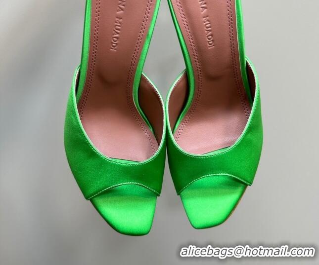 Most Popular Amina Muaddi Alexa Glass Slide Sandals 10.5cm in Satin Green 091177