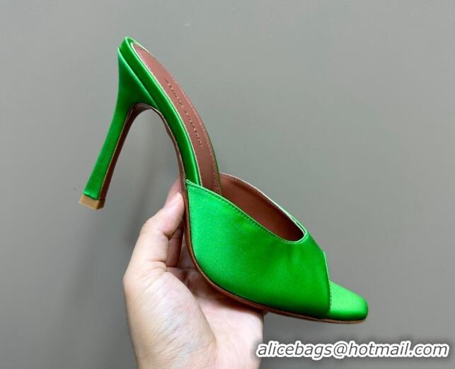 Most Popular Amina Muaddi Alexa Glass Slide Sandals 10.5cm in Satin Green 091177