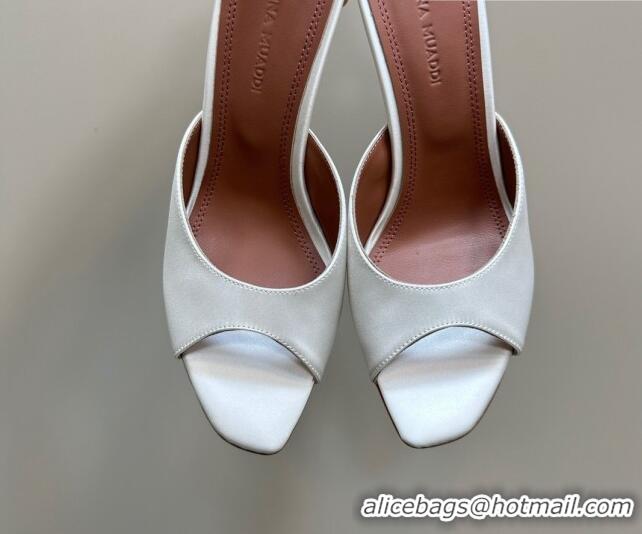 Durable Amina Muaddi Alexa Glass Slide Sandals 10.5cm in Satin White 091178