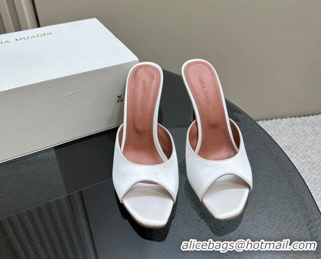 Durable Amina Muaddi Alexa Glass Slide Sandals 10.5cm in Satin White 091178