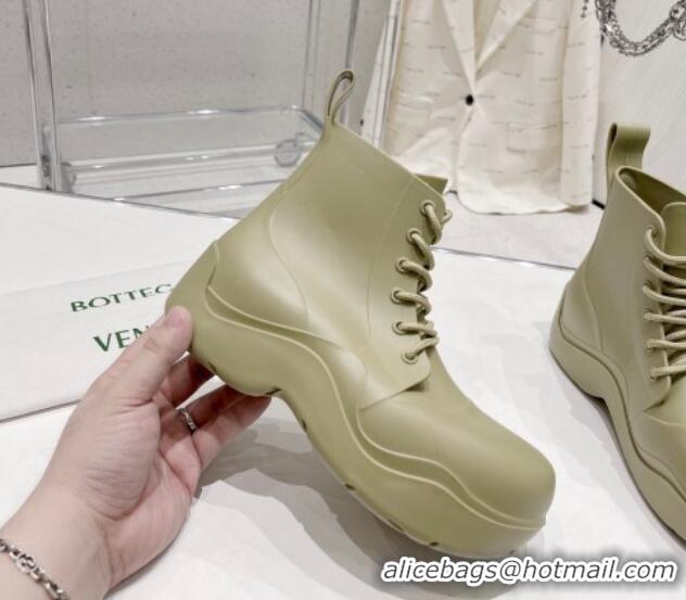 Pretty Style Bottega Veneta Rubber Lace-up Ankle Rain Boots Green 2110102