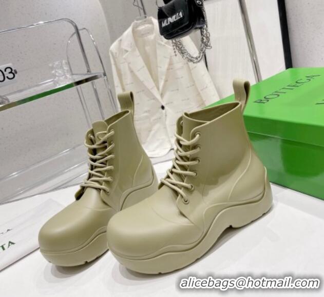 Pretty Style Bottega Veneta Rubber Lace-up Ankle Rain Boots Green 2110102