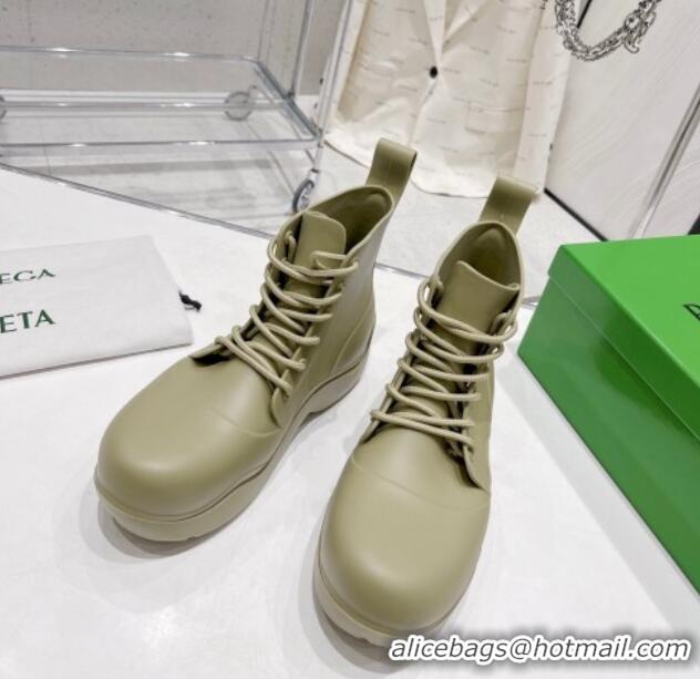 Pretty Style Bottega Veneta Rubber Lace-up Ankle Rain Boots Green 2110102