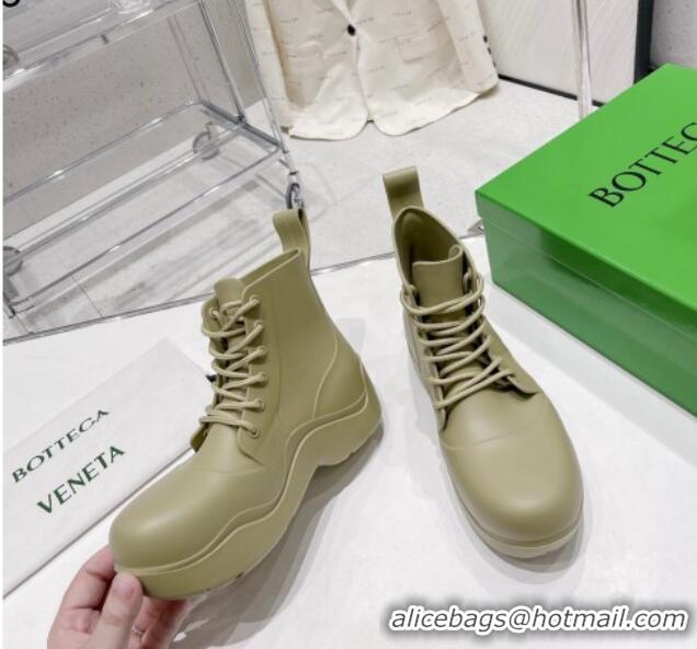 Pretty Style Bottega Veneta Rubber Lace-up Ankle Rain Boots Green 2110102