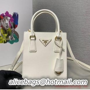 Buy Cheap Prada Saffiano leather handbag 1BA358 White