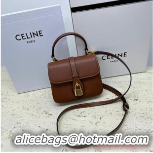 Promotional Celine TEEN BESACE TRIOMPHE IN SHINY CALFSKIN 100343 Brown