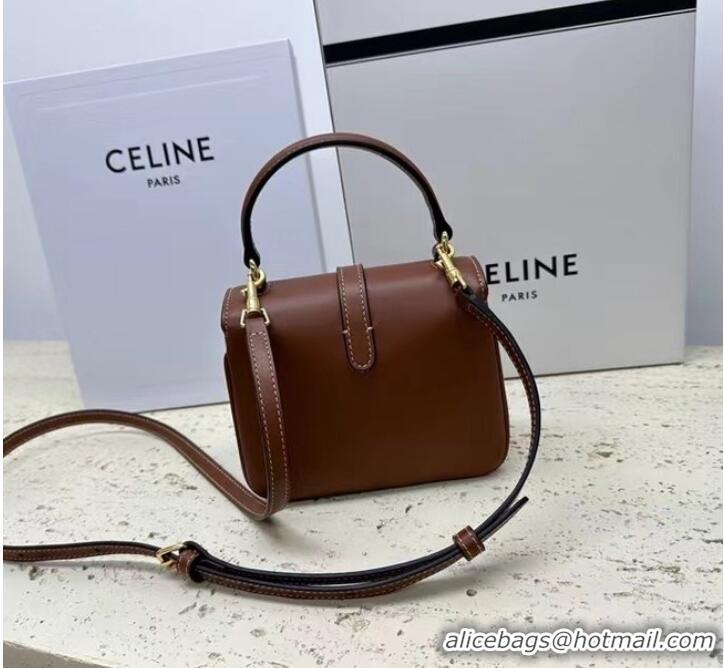 Promotional Celine TEEN BESACE TRIOMPHE IN SHINY CALFSKIN 100343 Brown