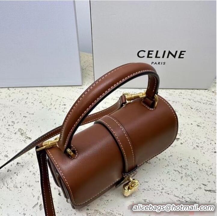 Promotional Celine TEEN BESACE TRIOMPHE IN SHINY CALFSKIN 100343 Brown