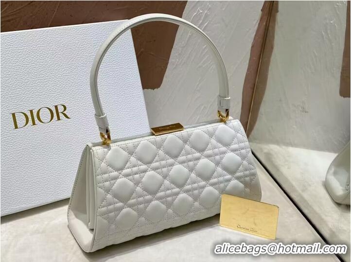 Top Grade DIOR CARO COLLE NOIRE CLUTCH Cannage Lambskin C0688 white