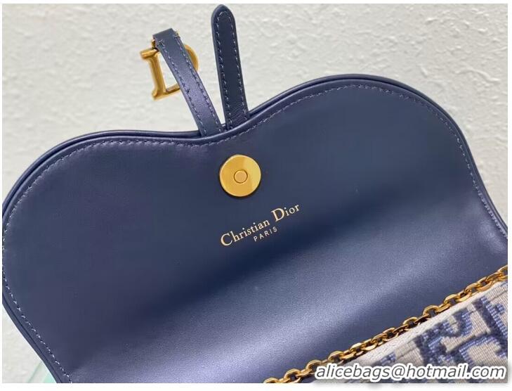 Famous Brand DIOR SADDLE POUCH WITH CHAIN Blue Dior Oblique Jacquard S5907CT