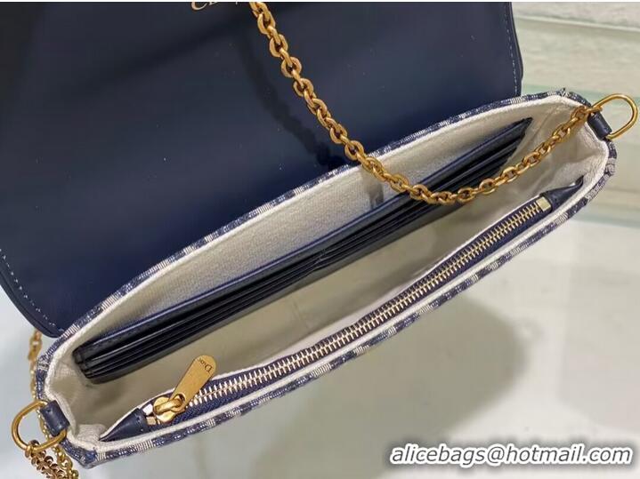 Famous Brand DIOR SADDLE POUCH WITH CHAIN Blue Dior Oblique Jacquard S5907CT