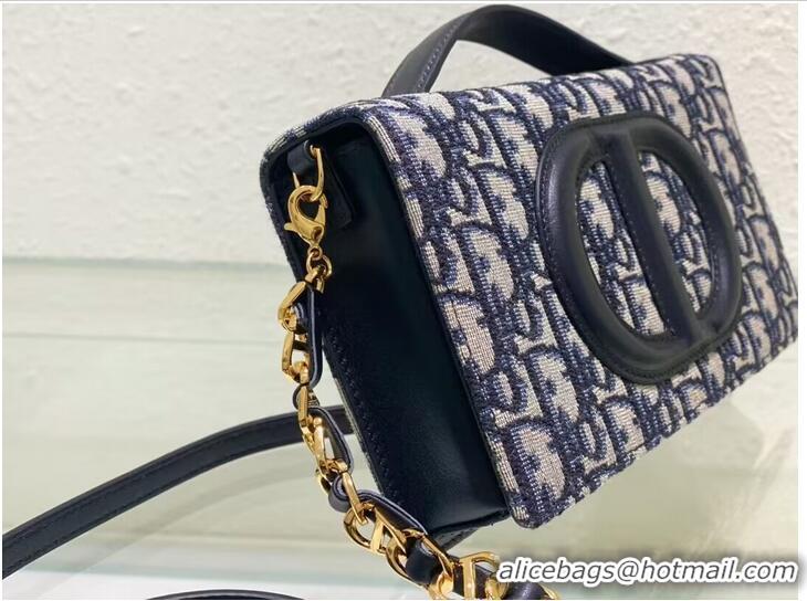 Buy Discount Dior CD SIGNATURE MINI BAG Blue Oblique Jacquard S2209U