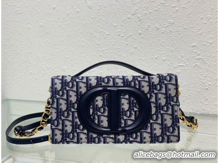 Buy Discount Dior CD SIGNATURE MINI BAG Blue Oblique Jacquard S2209U