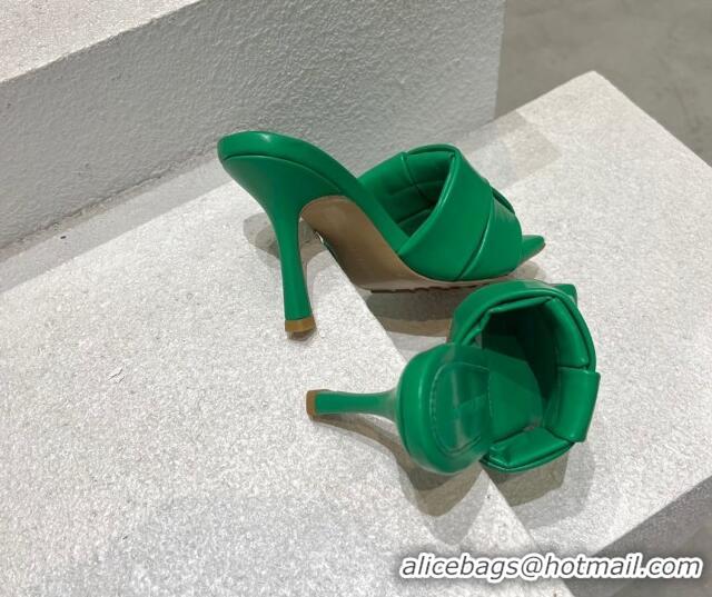 Best Price Bottega Veneta Patch High Heel Slide Sandals in Intrecciato Leather 9.5cm Green 032024