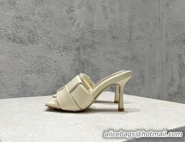 Good Product Bottega Veneta Patch High Heel Slide Sandals in Intrecciato Leather 9.5cm White 032026