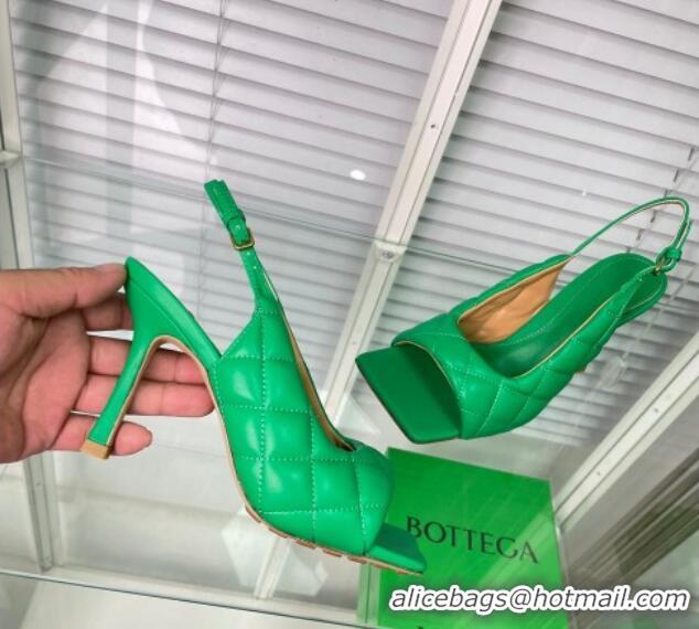 Classic Hot Bottega Veneta Padded Heel Slingback Sandal 9cm Green 524076