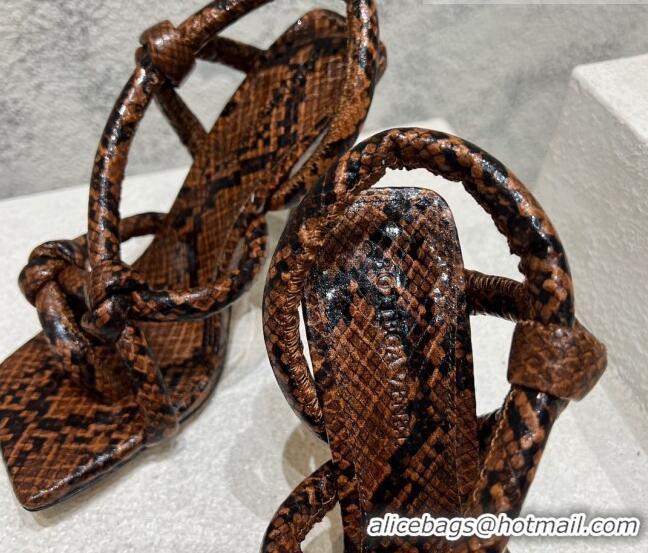 Feminine Bottega Veneta Jimbo Slingback Sandals 10.5cm in Python Print Leather 619041 Brown