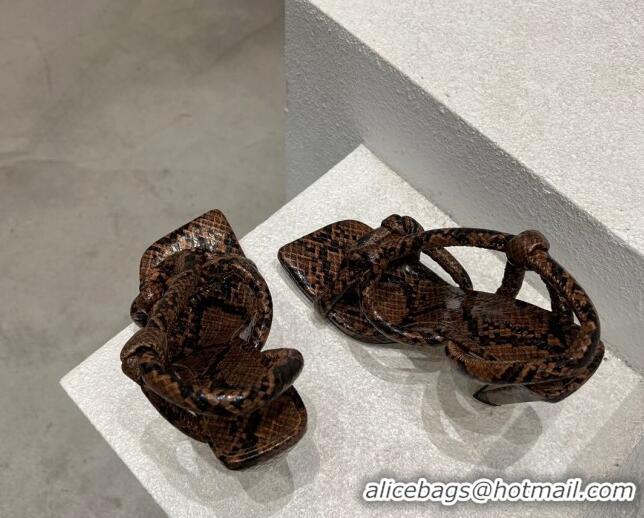 Feminine Bottega Veneta Jimbo Slingback Sandals 10.5cm in Python Print Leather 619041 Brown