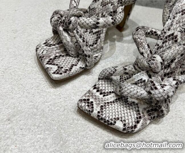 Charming Bottega Veneta Jimbo Slingback Sandals 10.5cm in Python Print Leather 619041 Grey