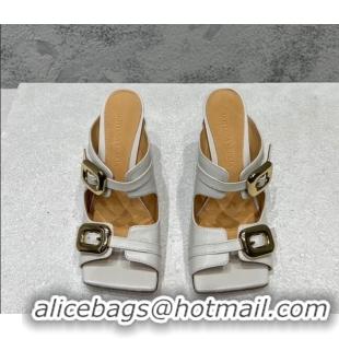 Trendy Design Bottega Veneta Stretch Buckle Leather Heel Mule Sandal 9.5cm White 0619035